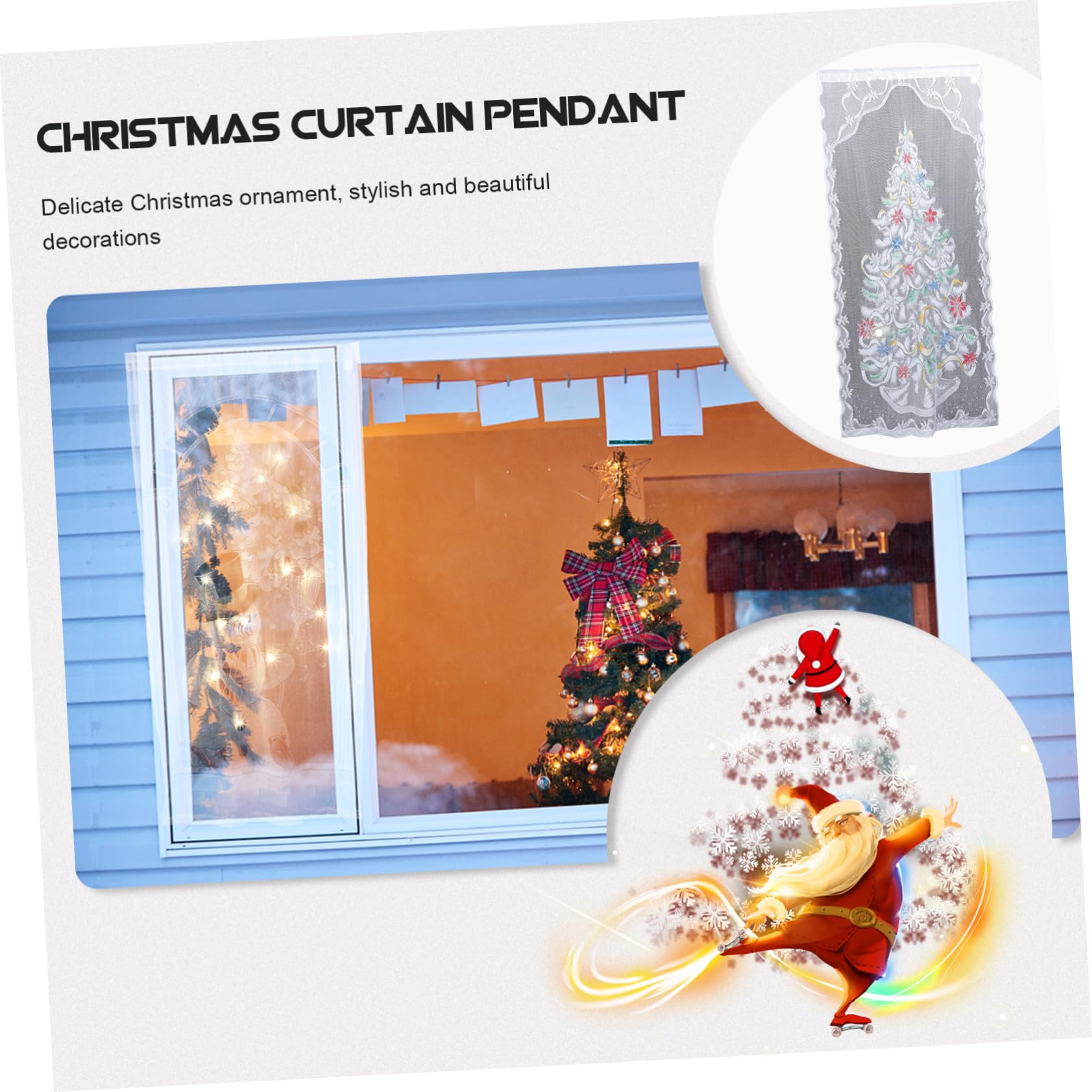 Alipis 5 Sätze Weihnachten Leuchtende Vorhänge Quaste Verdunkelungsvorhänge Beleuchteter Weihnachtsvorhang Fenster Led Solar- Ornamente Weihnachtsschmuck Gardinen Für Weiß Polyester