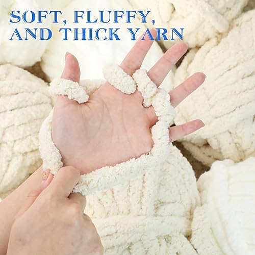 Miniatura 4 de Paquete de 10 hilos de felpilla gruesa de 280 yardas a granel, hilo grueso para tejer a ganchillo, para suministros de manualidades y manualidades