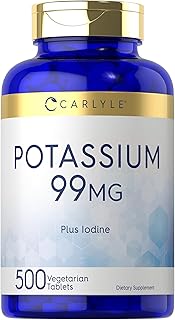 Carlyle Potassium Supplement | 99 mg | 500 Tablets | Plus Iodine | Vegetarian, Non-GMO, and Gluten Free