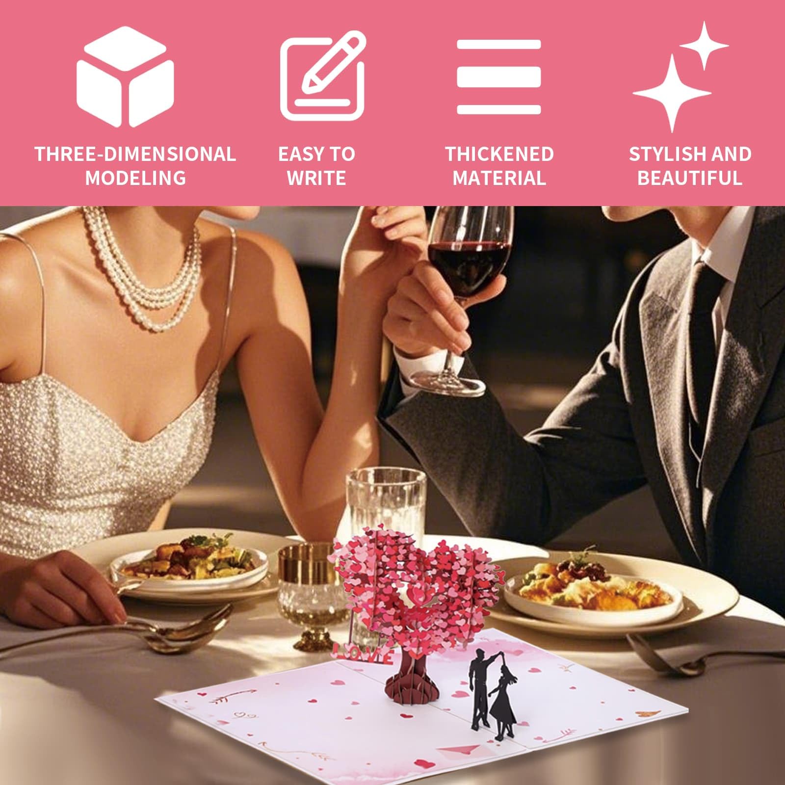 Love Tree Pop Up Anniversary Card, Couple Dancing 3D Pop Up, Romantic Lovers for Valentines Day Wedding, Anniversary, Love - Image 3