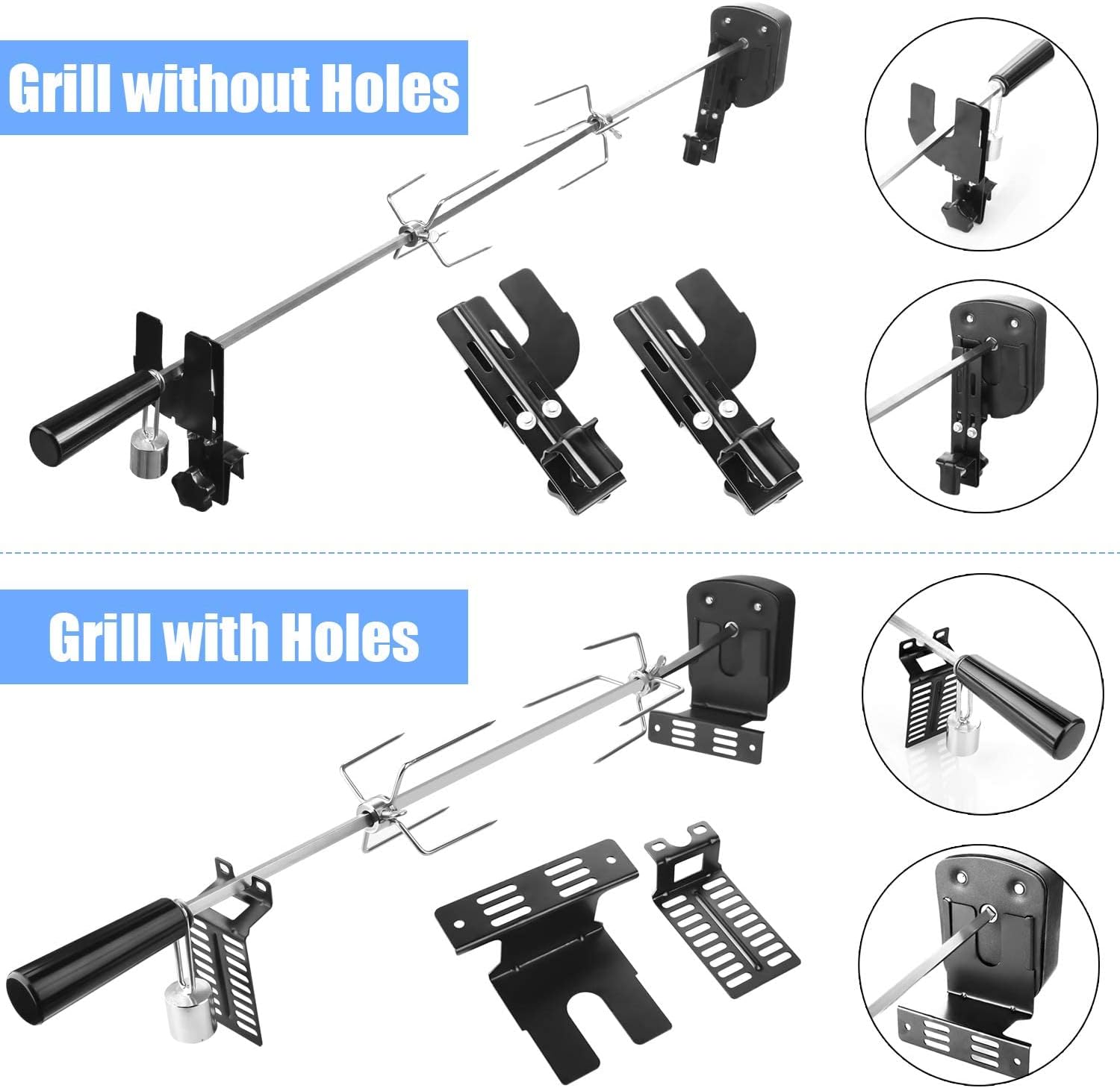 SHYOSUCCE Girarrosto Elettrico con 2 Aghi per Carne, Motore, Alimentato Tramite USB e Adattatore, Girarrosto Barbecue per Griglia a Carbone, Grill a Gas, Carrello Grill, Lunghezza Regolabile 69-137 cm SHYOSUCCE Girarrosto Elettrico con 2 Aghi per Carne, Motore, Alimentato Tramite USB e Adattatore, Girarrosto Barbecue per Griglia a Carbone, Grill a Gas, Carrello Grill, Lunghezza Regolabile 69-137 cm