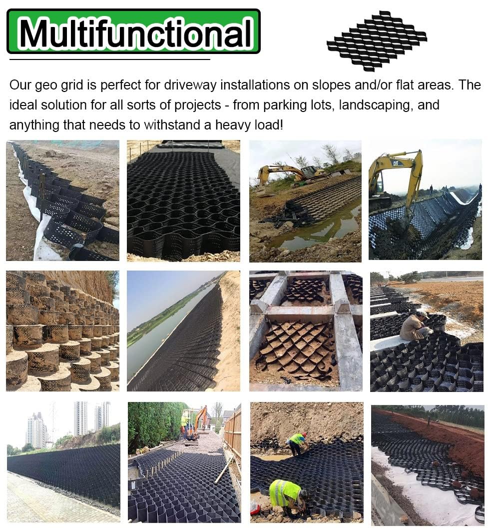 Heavy Duty Geo Grid Gravel Stabilizer - 2" High HDPE Cells For Driveways, Parking & Shed Bases