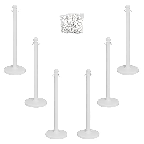 Miniatura 5 de Mr. Chain, juego de postes de contención plásticos con 50" de cadena y ganchos en forma de C (Paquetes de 6), Negro, 6