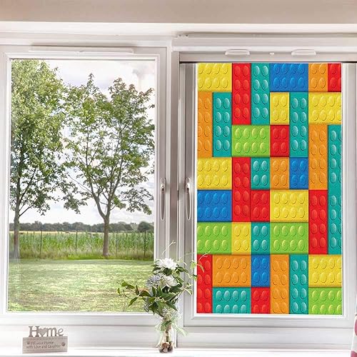 Miniatura 3 de Película colorida para ventana, película de privacidad, juego de estructura de construcción para niños preescolares con bloques, calcomanías