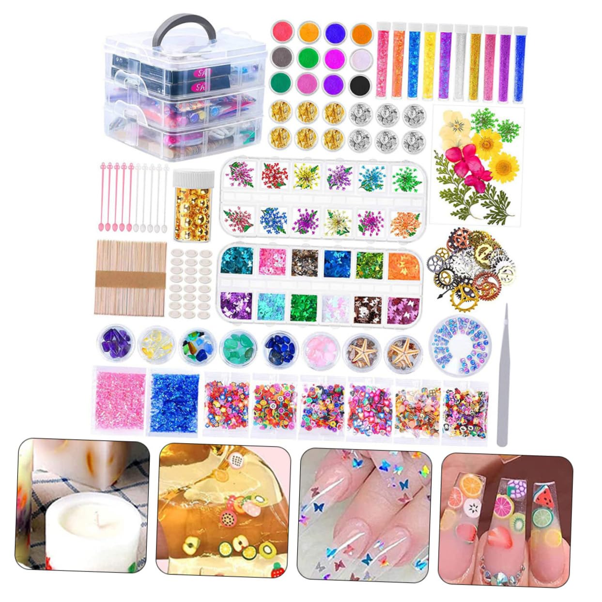 Harz Bastelset für Anfänger, 1 Satz Kristall Epoxidharz Zubehör | Requisiten für Ornamentherstellung, Kunststoff, Holz, Edelstahl, Soft Pottery und Trockenblume