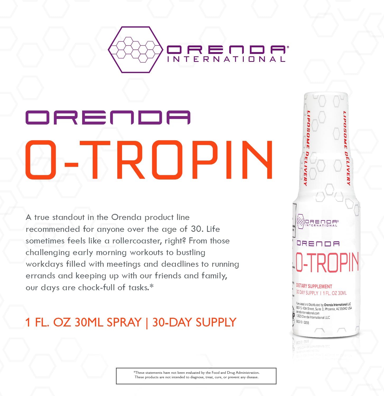 Orenda O-Tropin - Wellness Boost for 30+ with Amino Acids, Botanical Extracts, and Liposomal - Supports Vitality and Sleep with PharmaGABA - 1 fl oz - Image 3