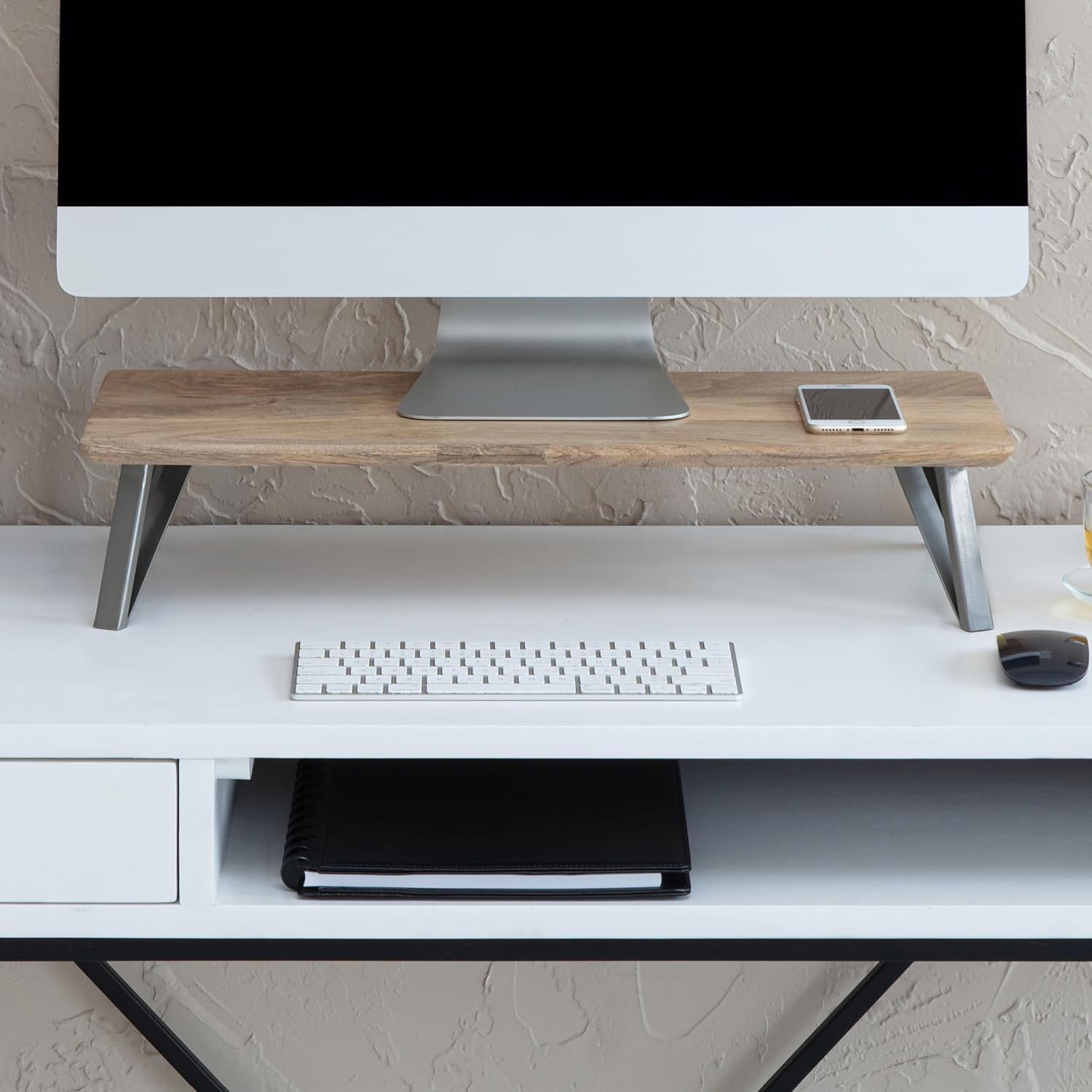Anji Mountain Monitor Stand - Desktop Organizer & Laptop Riser, Ergonomic Monitor Riser, Space-Saving Monitor Stand for Desk, Durable Construction, Easy Assembly, Ideal for Home & Office,Natural