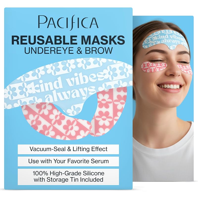 Pacifica Conjunto de Máscaras Reutilizáveis de Silicone para Região dos Olhos e Sobrancelhas, 3 Peças