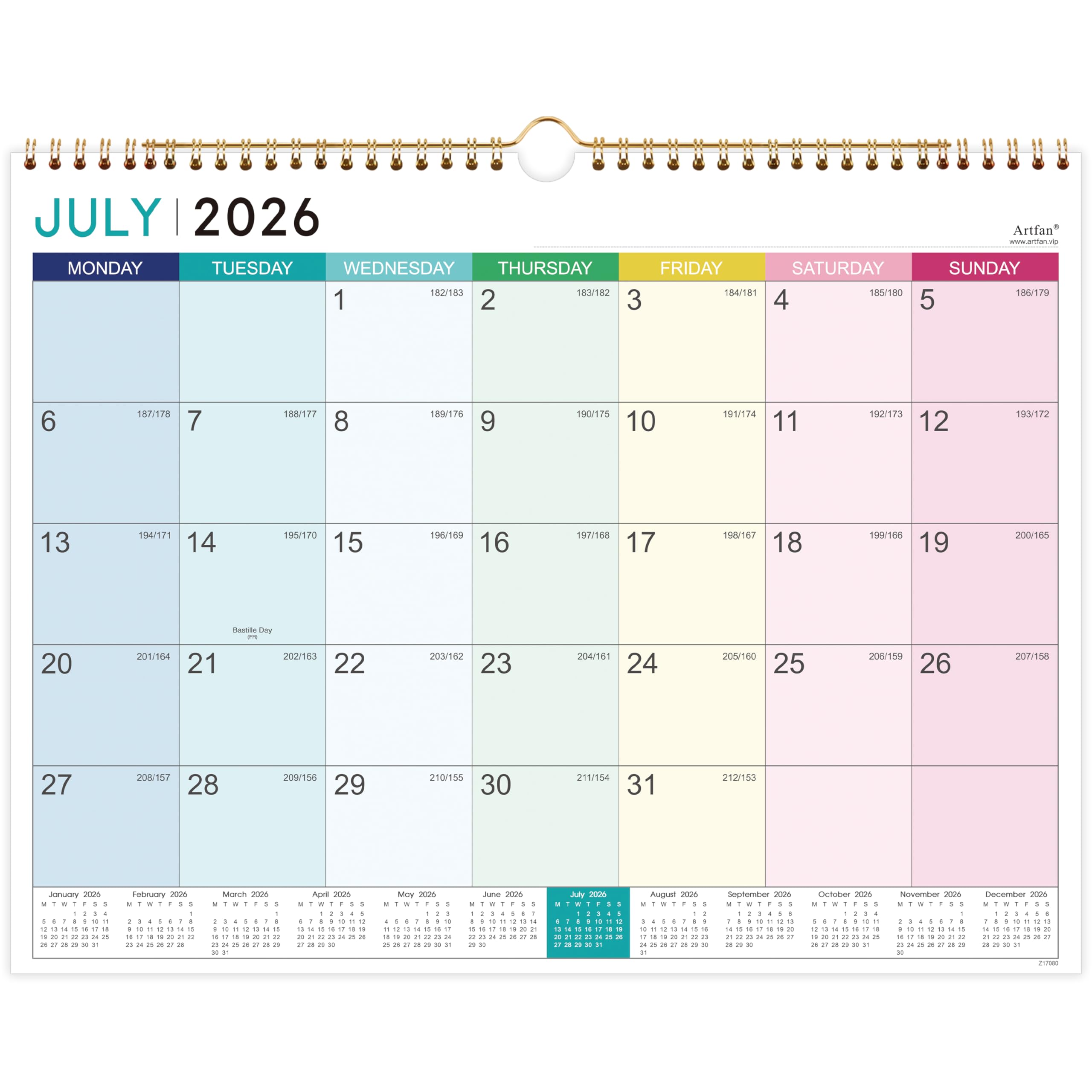 Calendar 2026-2027 18 Month Wall Calendar "Pastel Colour"