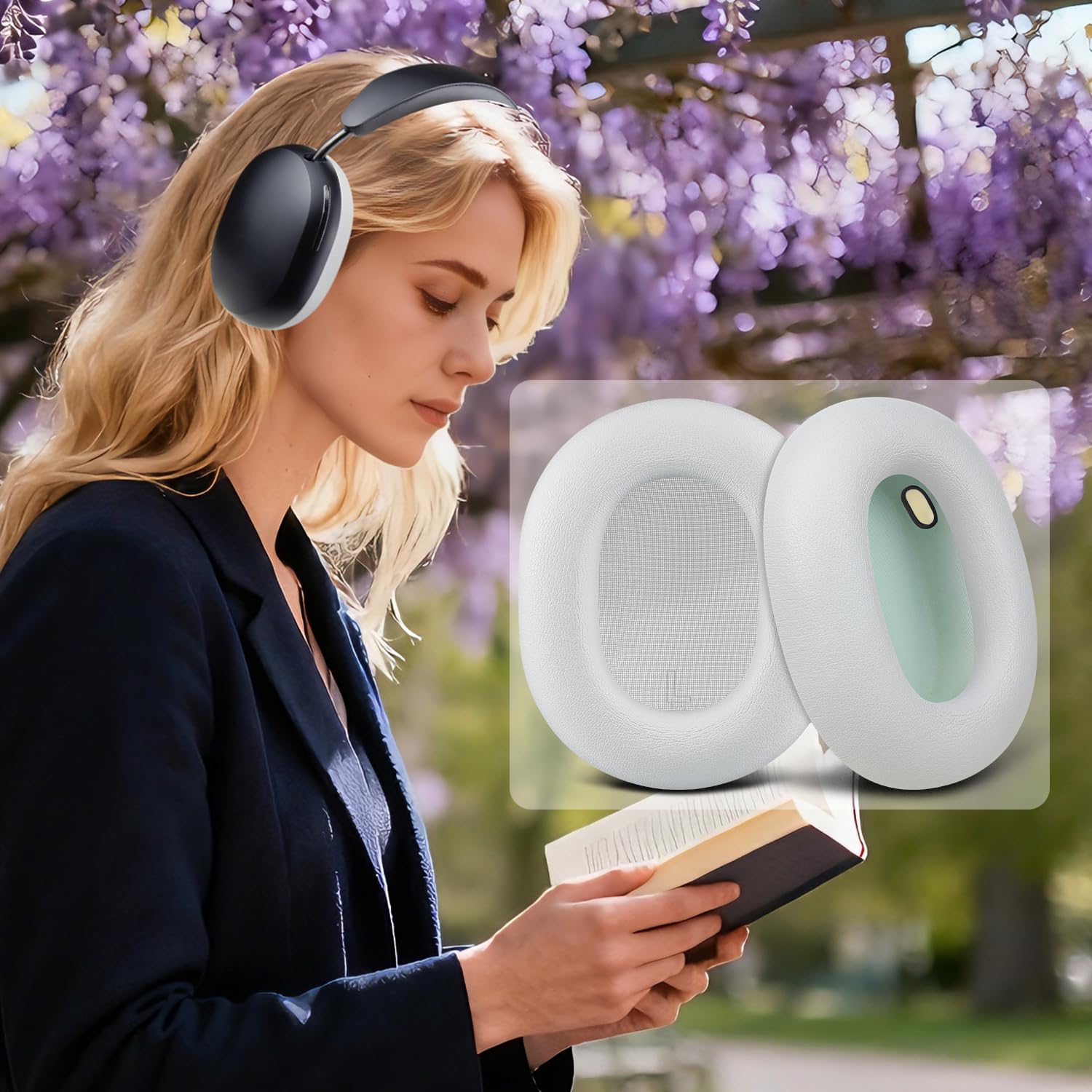 SOULWIT Coussin Coussinets de Rechange pour Sonos Ace Casque Supra-auriculaire sans Fil, Coussinets en Cuir Protéiné Souple et Mousse Haute Densité