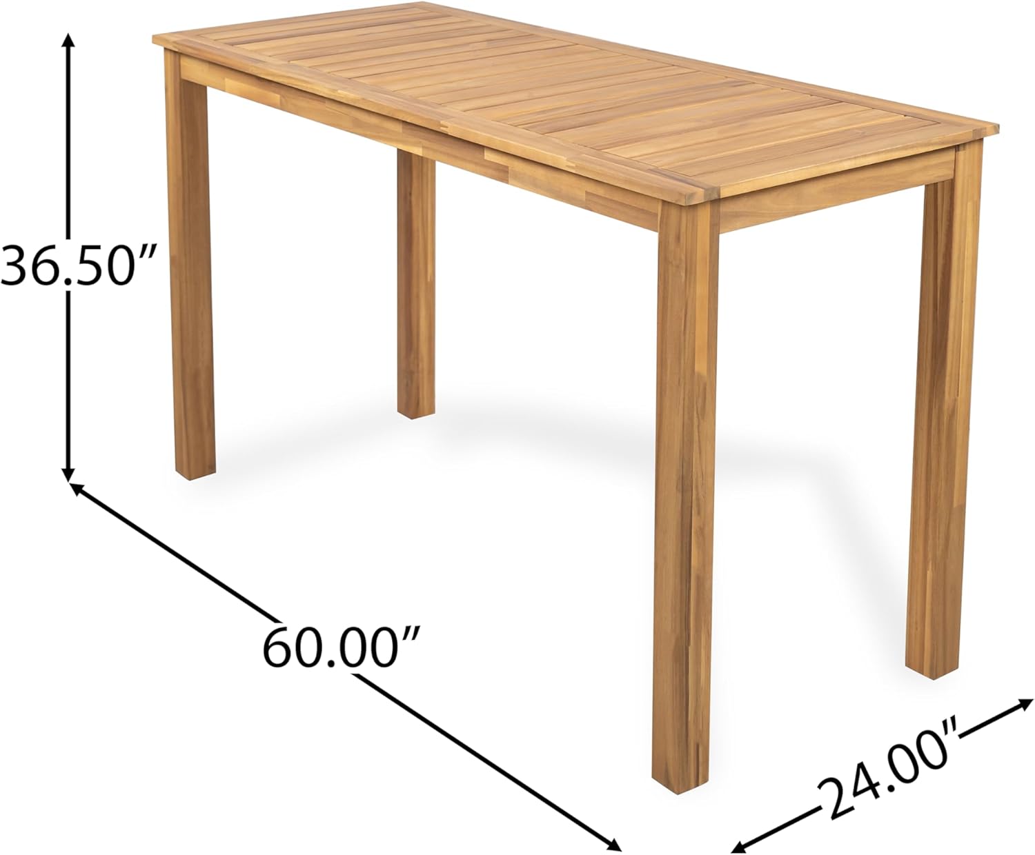 Christopher Knight Home Zigg Rectangular Outdoor Bar Table, Acacia Wood Bar Height Table with Slatted Top, Patio Accent Table, Coffee Bar Table for Garden/Balcony/Breakfast, Light Teak
