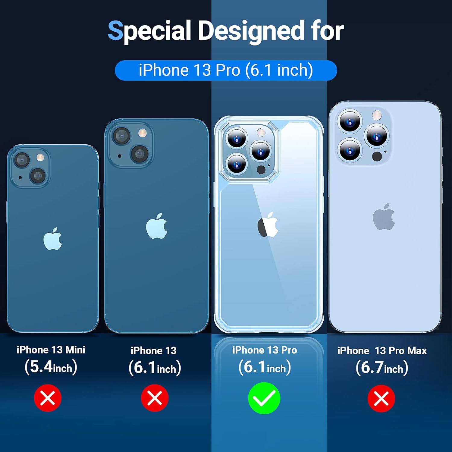 VANMASS [Military Grade Anti-Drop] Designed for iPhone 13 Pro Case, [Enhanced Camera Protection] Clear [Optical Research Material] Soft Slim Phone Case Compatible with iPhone 13 Pro 6.1”-CrystalFort : Cell Phones & Accessories
