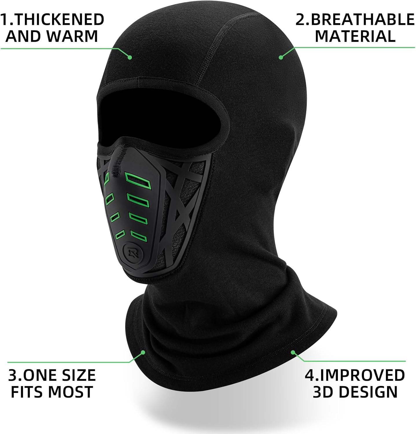 ROCKBROS Balaclava Ski Mask Thermal Windproof Balaclava Mask 3D Design Breathable Balaclava - Image 2
