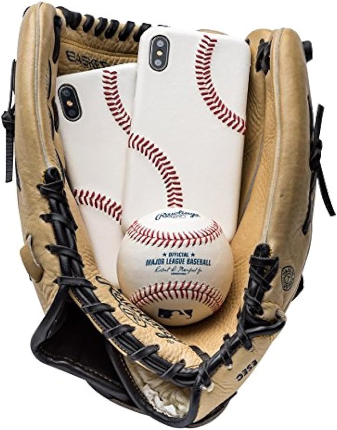 mcmadley Baseball Phone Case for iPhone X/iPhone Xs - Made with Genuine Professional Baseball Leather and Raised Red Hand Stitching, Ultra Thin, Firm Grip, Phone Cover Made with White Leather