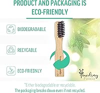 Vista 3 de Mini kit de cepillo de dientes de bambú de viaje con 2 cepillos de dientes de cerdas suaves y tabletas de pasta de dientes de carbón, 2 x 10 pestañas