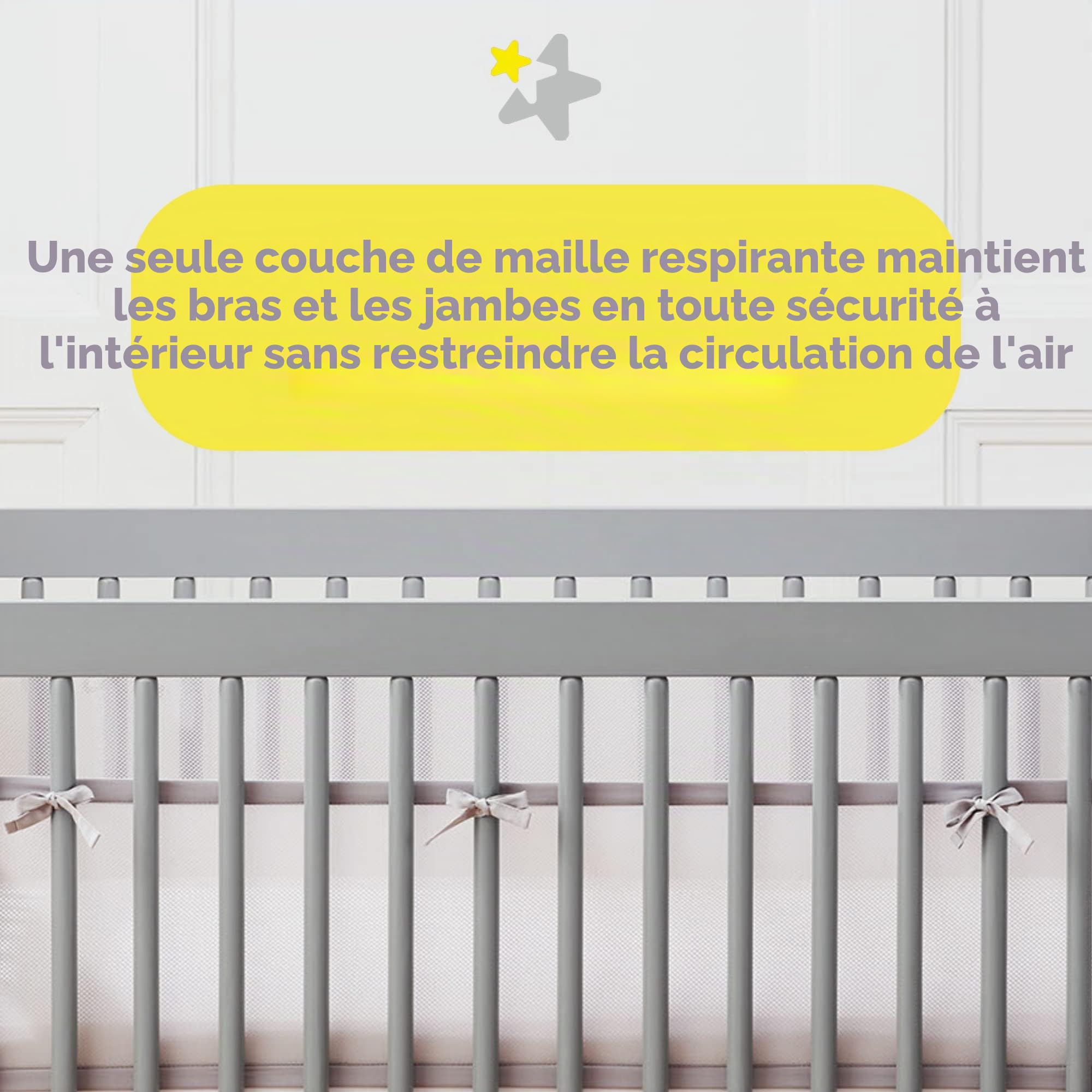 BreathableBaby Tour de lit double face Doublure en maille (Twinkle étoiles)