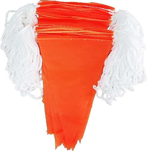 Miniatura 5 de Banderines naranjas de 520 pies, banderas de poliéster para gran inauguración de fiestas, decoraciones de Navidad, decoraciones al aire libre, 300