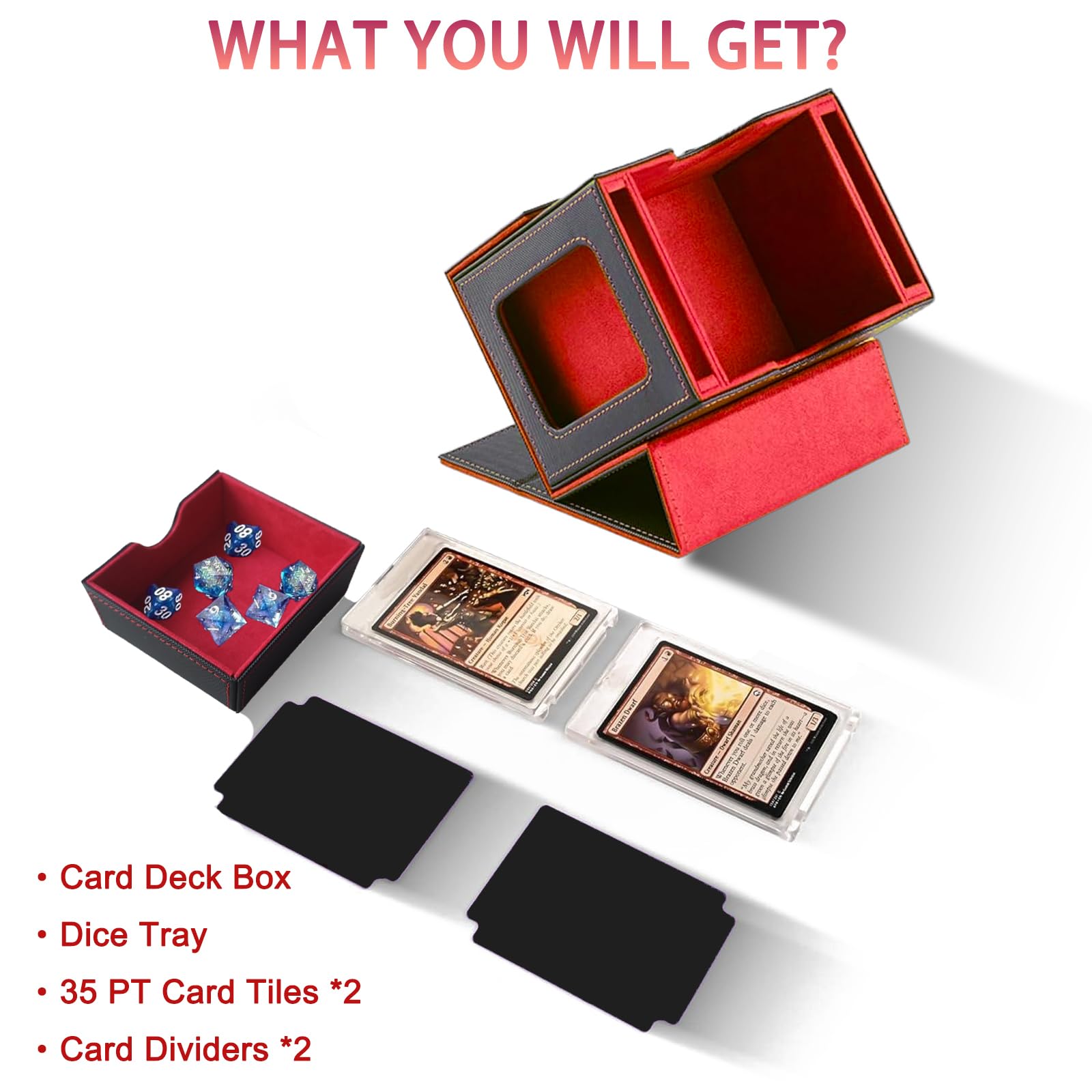 CMFYlive Caja de cartas para tarjetas de intercambio, caja de almacenamiento de tarjetas MTG, con capacidad para más de 120 tarjetas de una sola manga, de piel sintética, fuerte imán, mazo de cartas