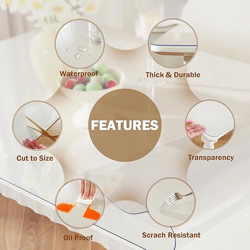 Miniatura 3 de Royhom Protector de mesa esmerilado, 0.079 in de grosor, 60 x 24 pulgadas, protector de mesa de plástico transparente, protector de escritorio