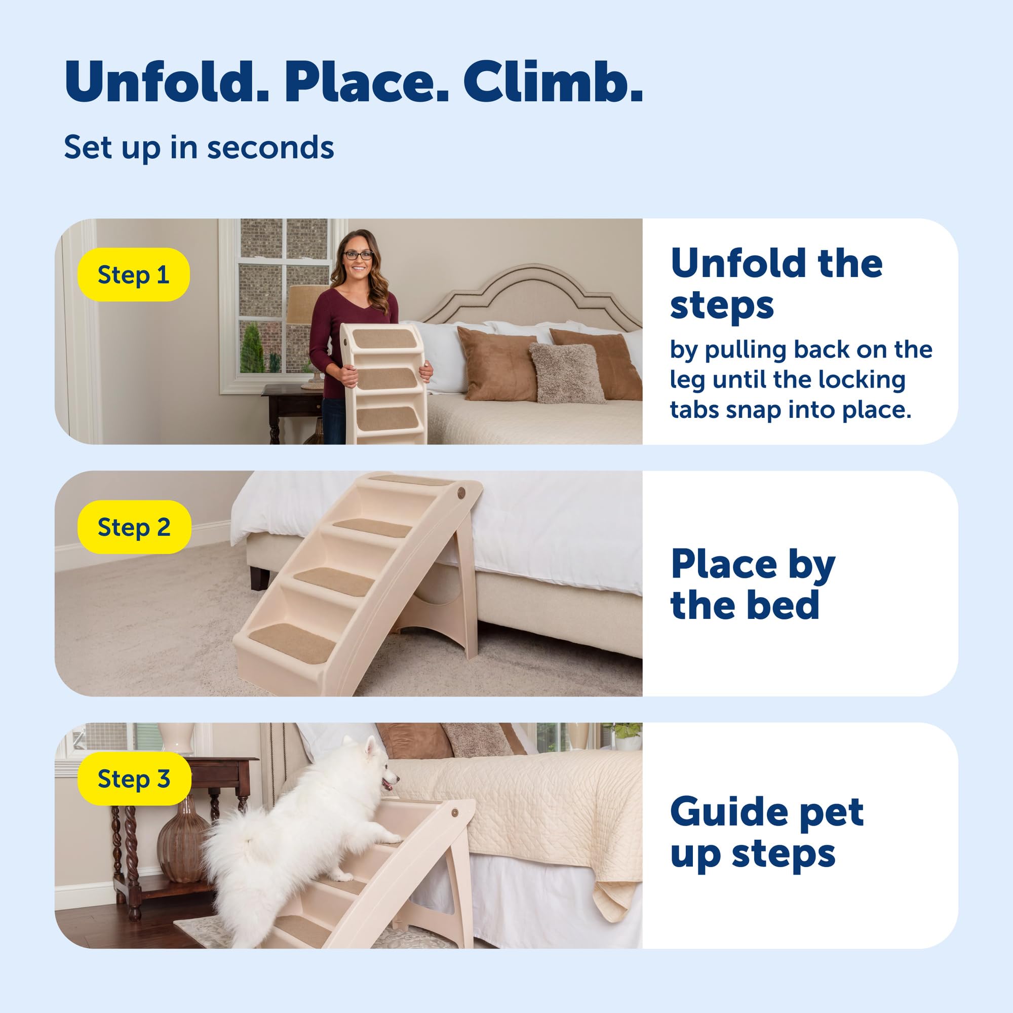 PetSafe CozyUp - Scaletta pieghevole per animali domestici, per cani e gatti, ideale per animali domestici di piccola e grande taglia, extra large, grigio