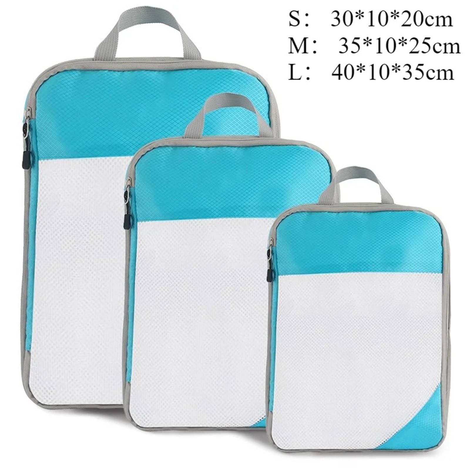 3 cubi da viaggio comprimibili, pieghevoli, impermeabili, for valigie, in nylon, portatili, con organizer for borse e bagagli. Per Risparmiare Spazio Nella Valigia(Orange)
