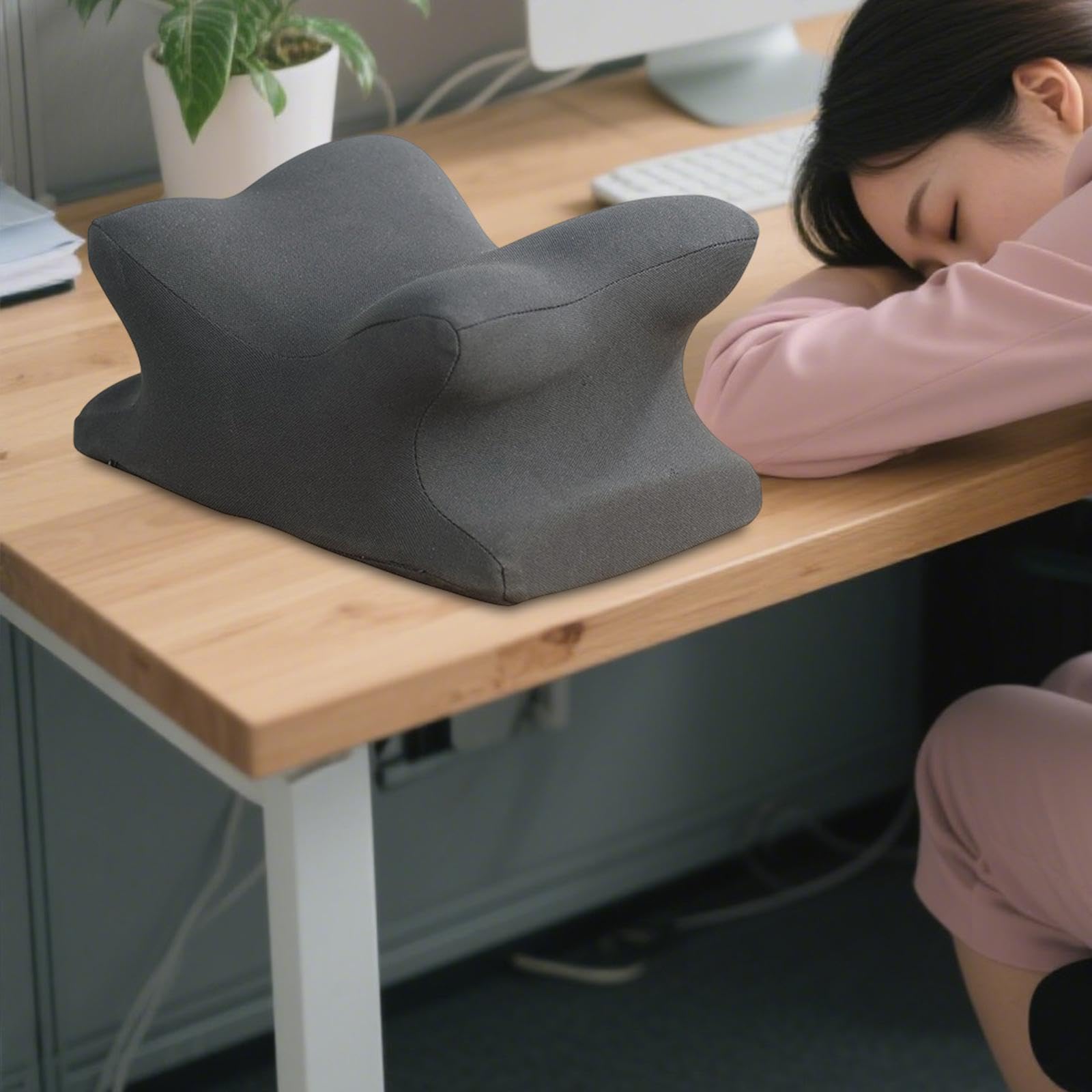 LOVIVER Cuscino da scrivania con poggiatesta, Versatile, Comodo, con Fodera Rimovibile, ergonomico, per Viaggi, aule, Ufficio, Grigio