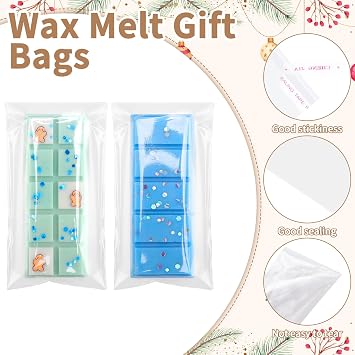 500 PCS Wax Melt Gift Bags For Wax Candle Melts Wax Melt Containers Packaging Wrappers Candy Packaging Bags Self Adhesive Packaging Bags For 41 in Wax Cubes Wax Tarts Wax Block(No Wax Melt)