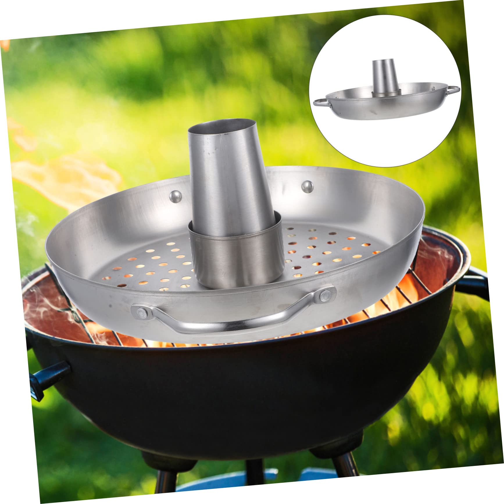 POPETPOP Bandeja para Asar Pollo de Acero Inoxidable Soporte Vertical Desmontable, Ligera y Fácil de Transportar para Barbacoas y Picnics al Aire