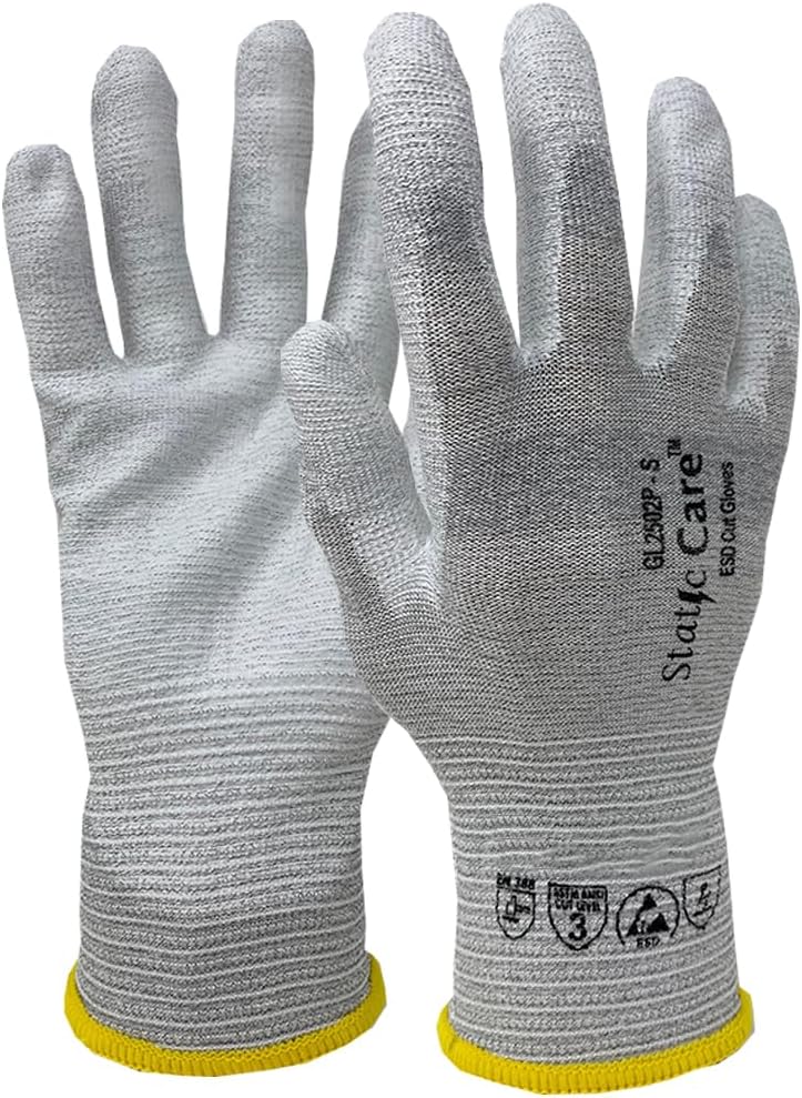 Cut Resistant ANSI A3 Gloves Anti-Static ESD Multi-Purpose Inspection Handling Glove, Uncoated, Tip Coated and Palm Coated