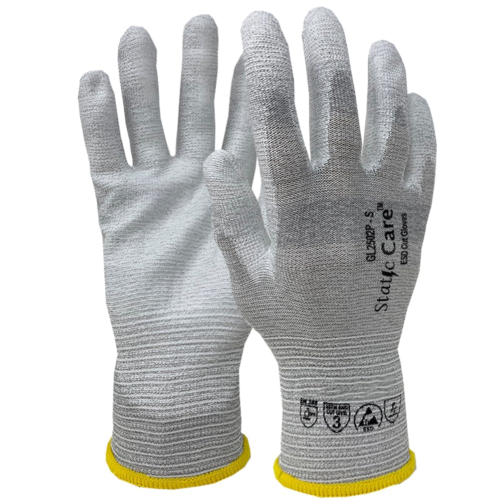 Cut Resistant ANSI A3 Gloves Anti-Static ESD Multi-Purpose Inspection Handling Glove, Uncoated, Tip Coated and Palm Coated