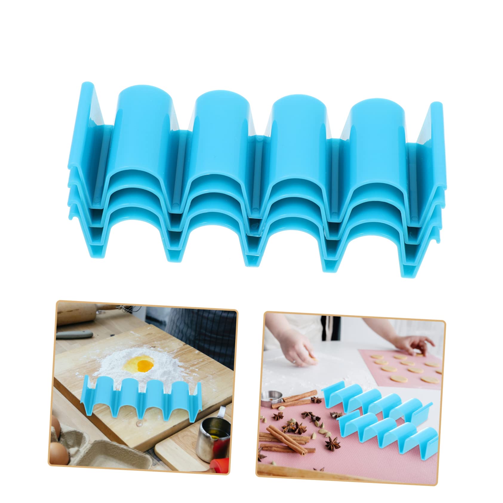 NAMOARLY 4pcs Pancake Bracket Taco Server Kitchen Taco Stand Kitchen Taco Holder Taco Plates Tortillas Stand Cupcake Cases for Baking Taco Truck Tray DIY Baking Taco Rack Para Plastic Blue