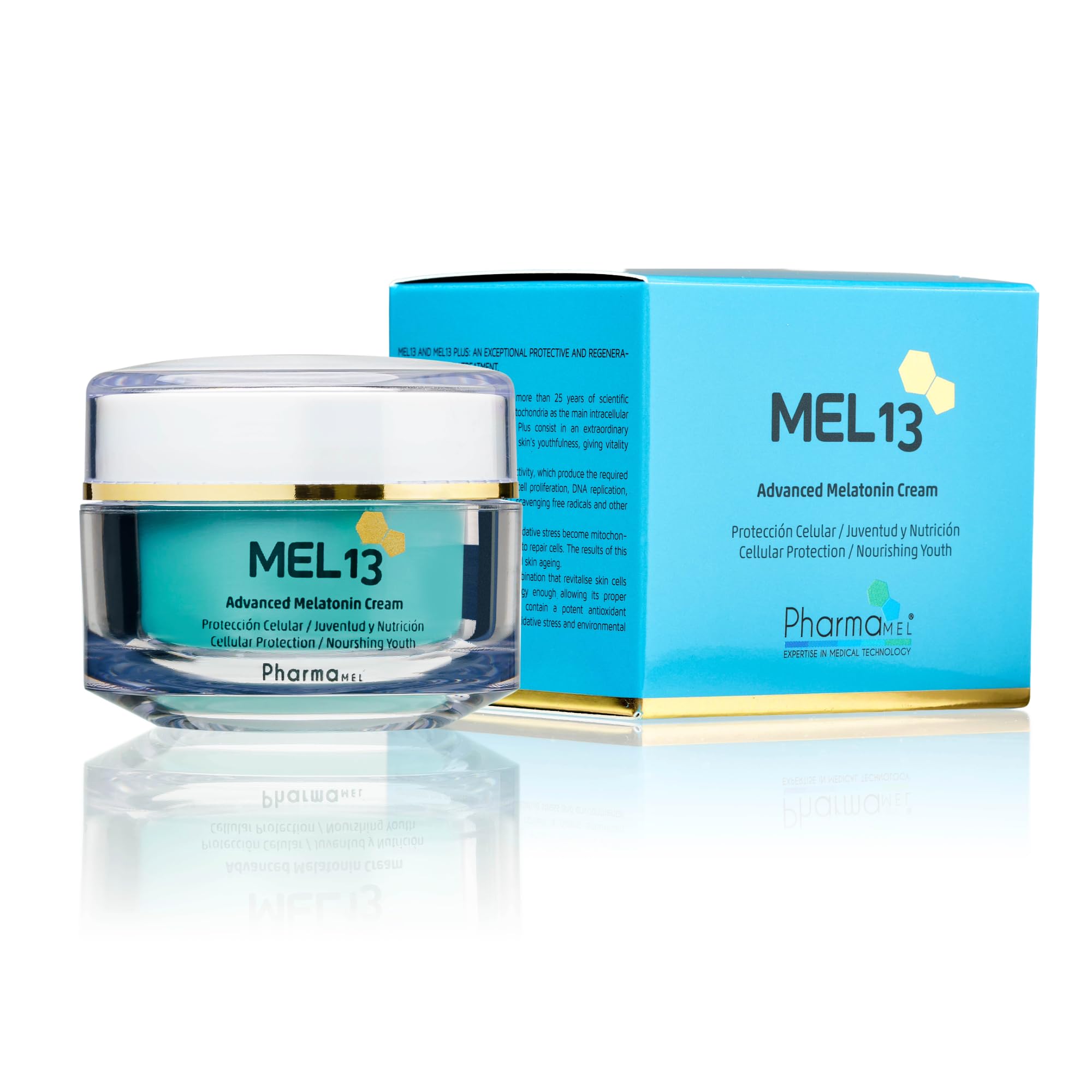 Crema Facial Mel13 Melatonina Coenzima Q10, 50 ml | Hidrata, Ilumina y Previene los Primeros Signos de la Edad Apta para Todo Tipo de Piel