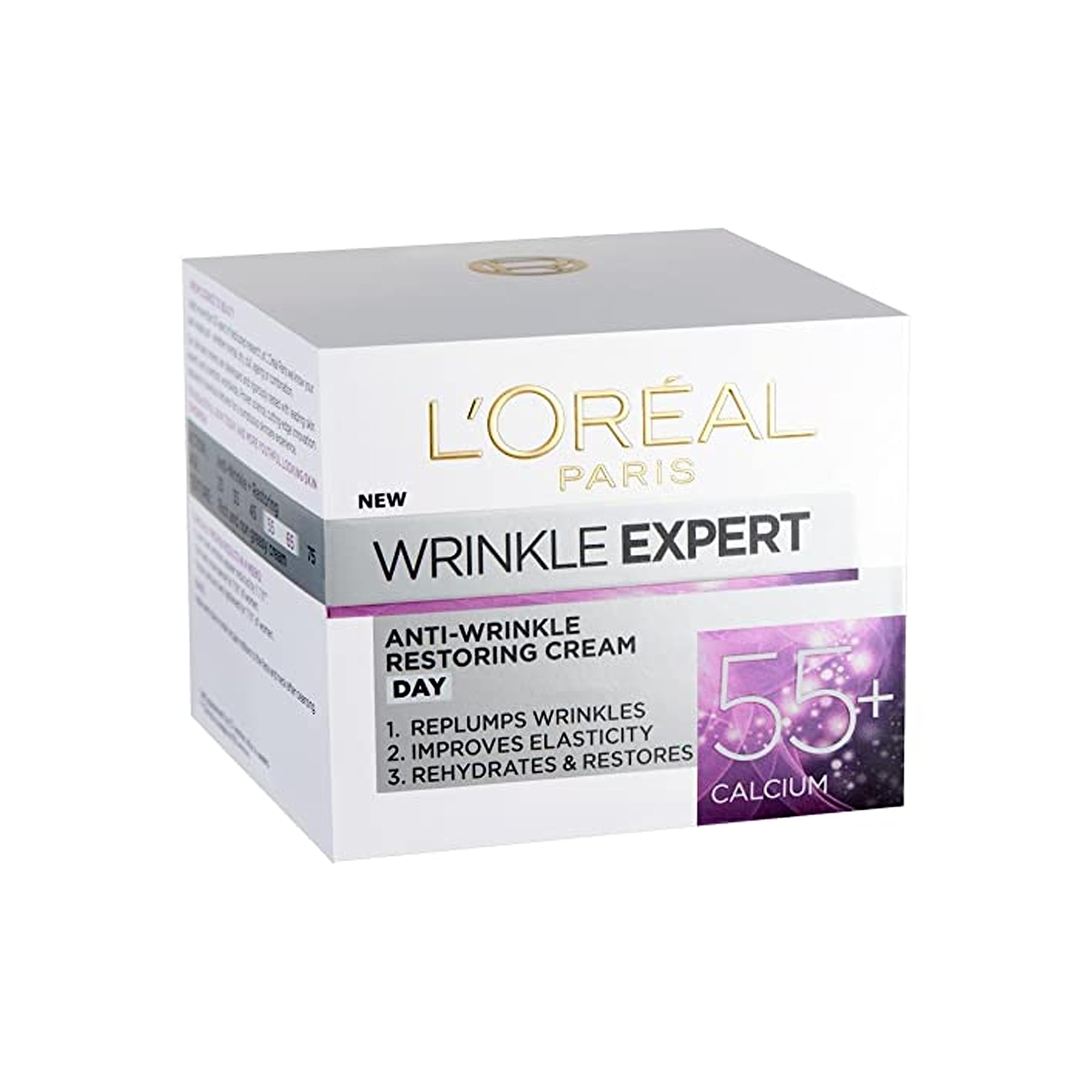 LOral Paris Wrinkle Expert Anti-Wrinkle 55+ Day Cream, Reduces Wrinkle Appearance, Firms Skin and Redefines Contours, Calcium, 50ml (Pack of 3) - Image 3