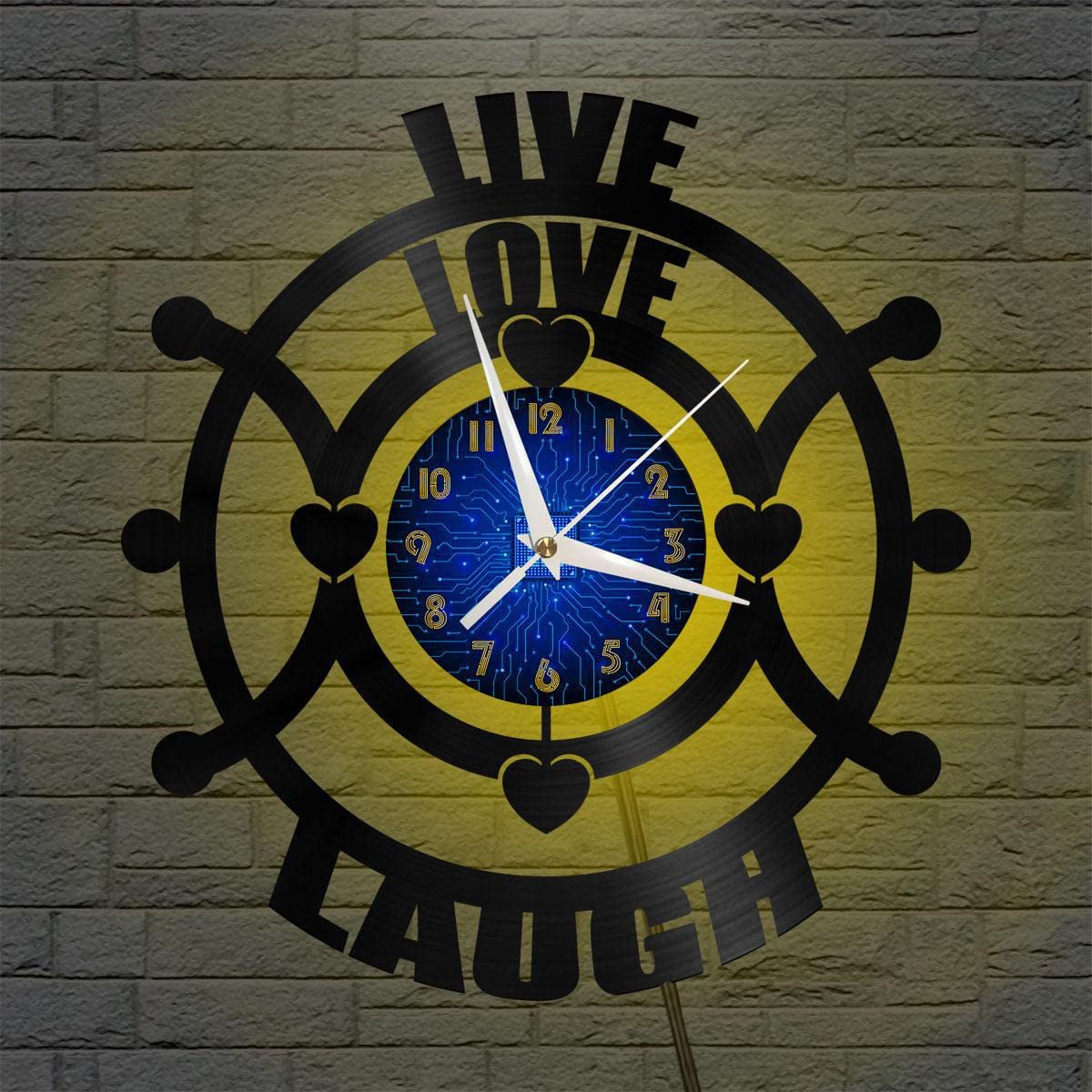 Horloge murale en vinyle LED pour salon et chambre chic