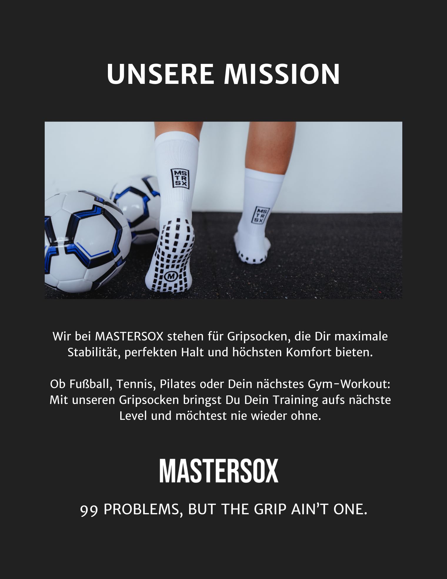 Grip Socken für Sport - Komfortable Stoppersocken - Anti-Rutsch Socken mit maximalem Grip - Extra rutschfeste Socken für Fußball, Yoga & Tennis - 4er Set