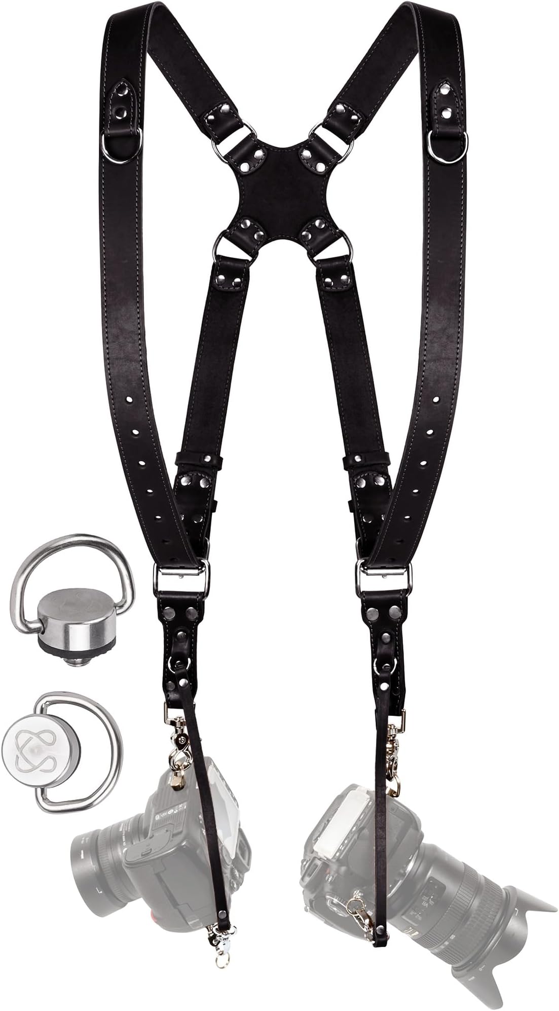 Camera Harness for 2 Cameras Dual Shoulder Leather Camera Strap for DSLR/SLR, Camera Straps for Photographers