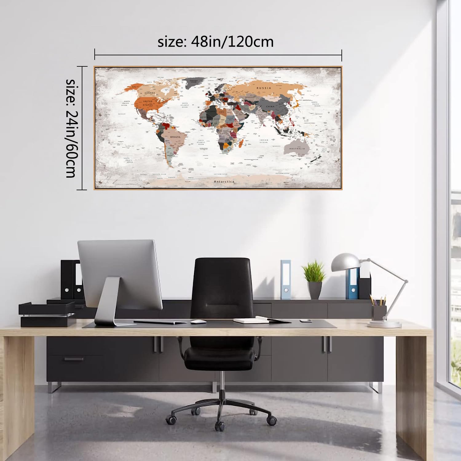 Amazon.co.jp: BQVCT 大きな世界地図ウォールアート、フレーム入り