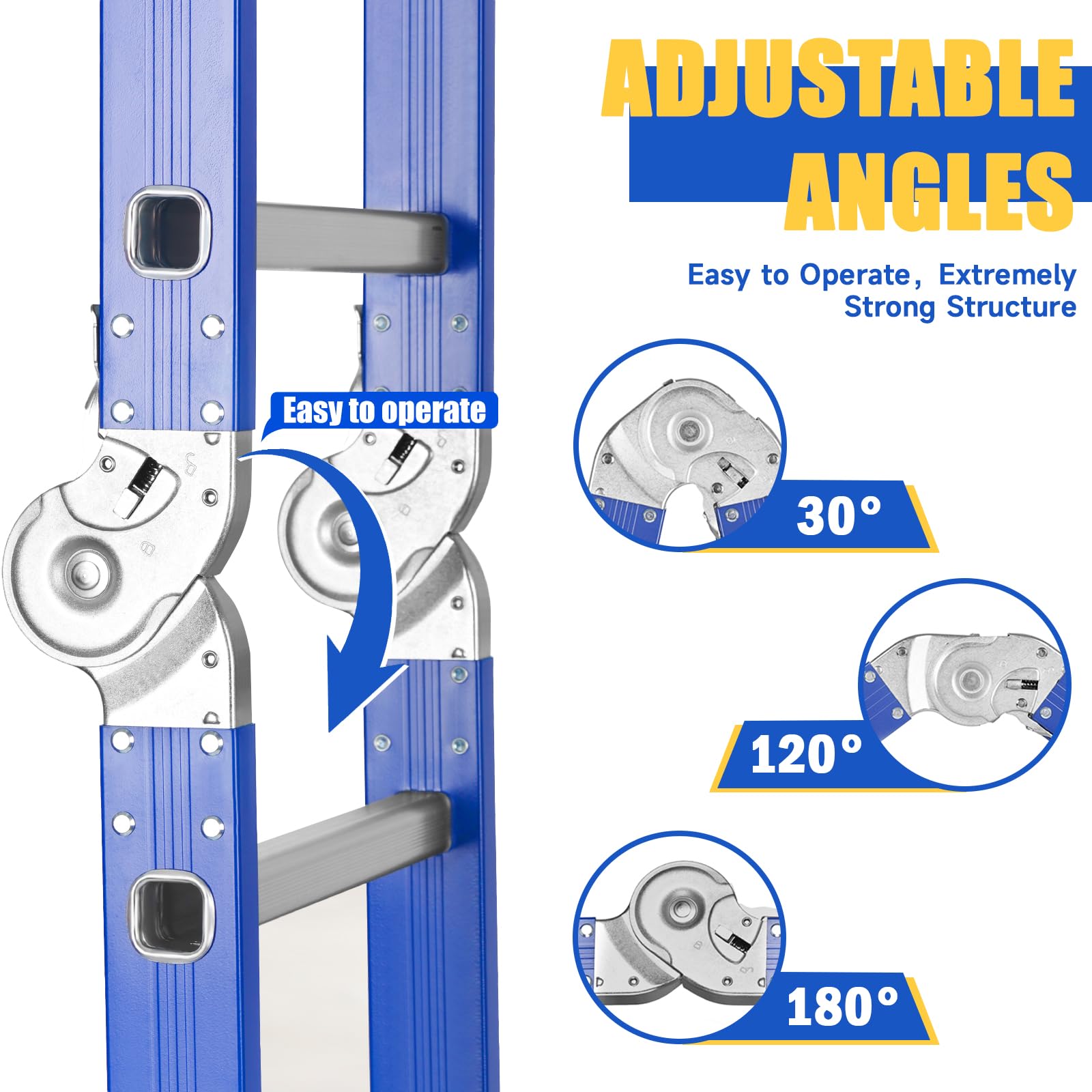 Scala Pieghevole Multiuso 7 in 1 in Alluminio - 4 x 4 Gradini, 464 cm, Scala Multifunzione per Uso Domestico Interno ed Esterno, 16 Gradini, Portata Massima 150 kg