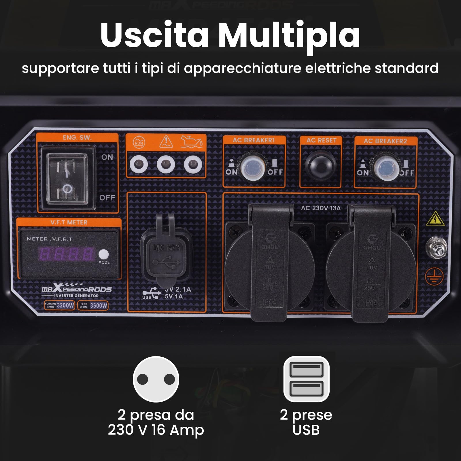 maXpeedingrods gruppo elettrogeno inverter portatile 3500W 4 tempi benzina | generatore di corrente benzina a onda sinusoidale pura a 4 tempi per campeggio, viaggi, casa o luoghi di lavoro