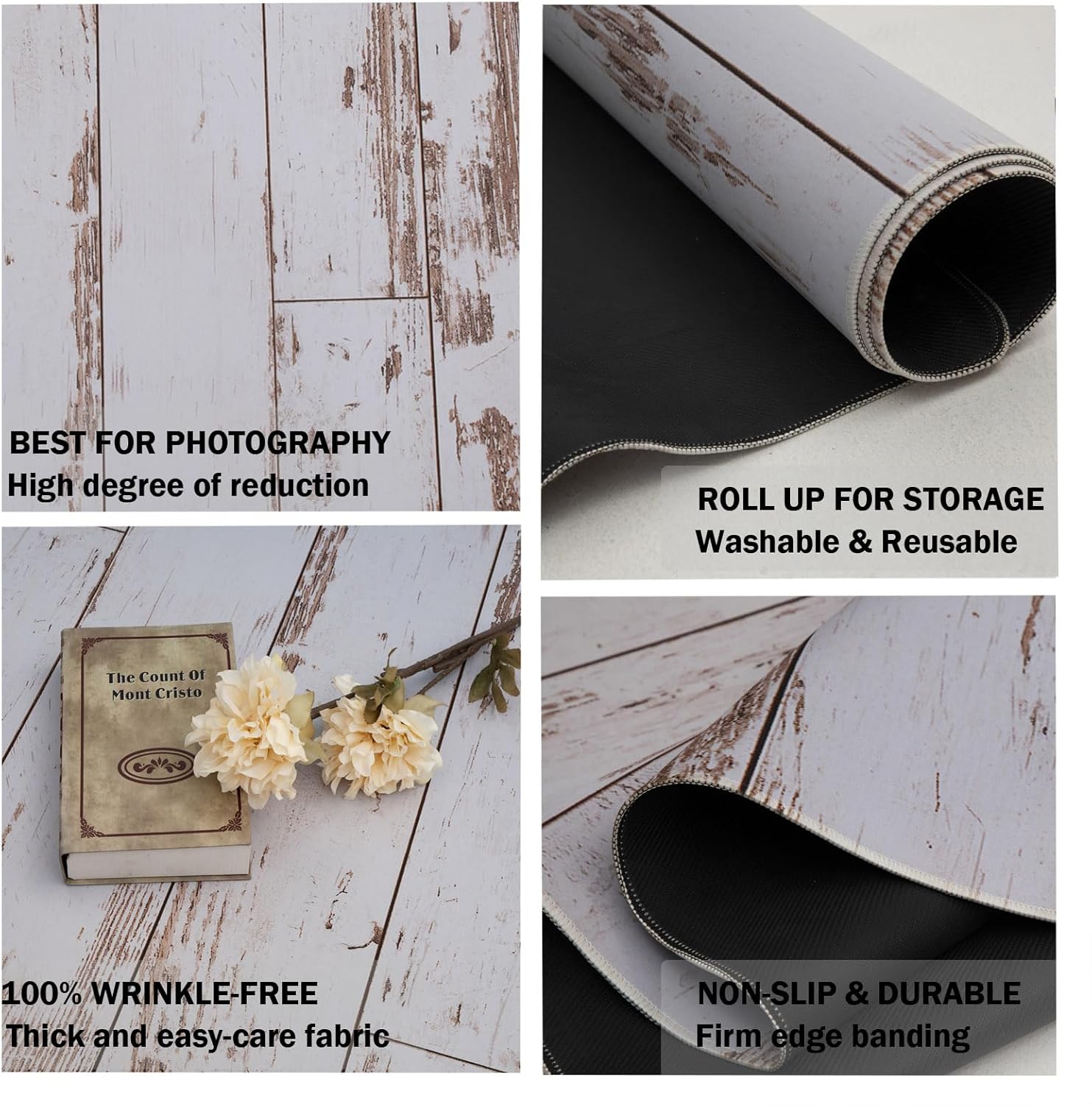 Kate Wood Texture Floor Mat Backdrop Photography Flooring Mats Rubber Floor Mat for Professional Photographers Studio Props 8x5ft