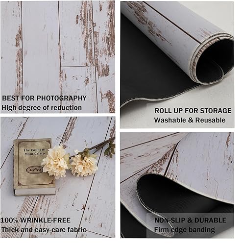 Miniatura 11 de Kate Tapetes de suelo de madera marrón, tapete de goma para fotografía de recién nacidos, telón de fondo para fotógrafos profesionales, estudio, 5 x