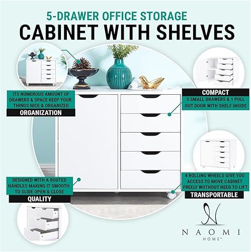 Miniatura 3 de Naomi Home Archivadores de oficina de madera para oficina en casa, archivador de madera, gabinete de archivos móvil, gabinete de almacenamiento