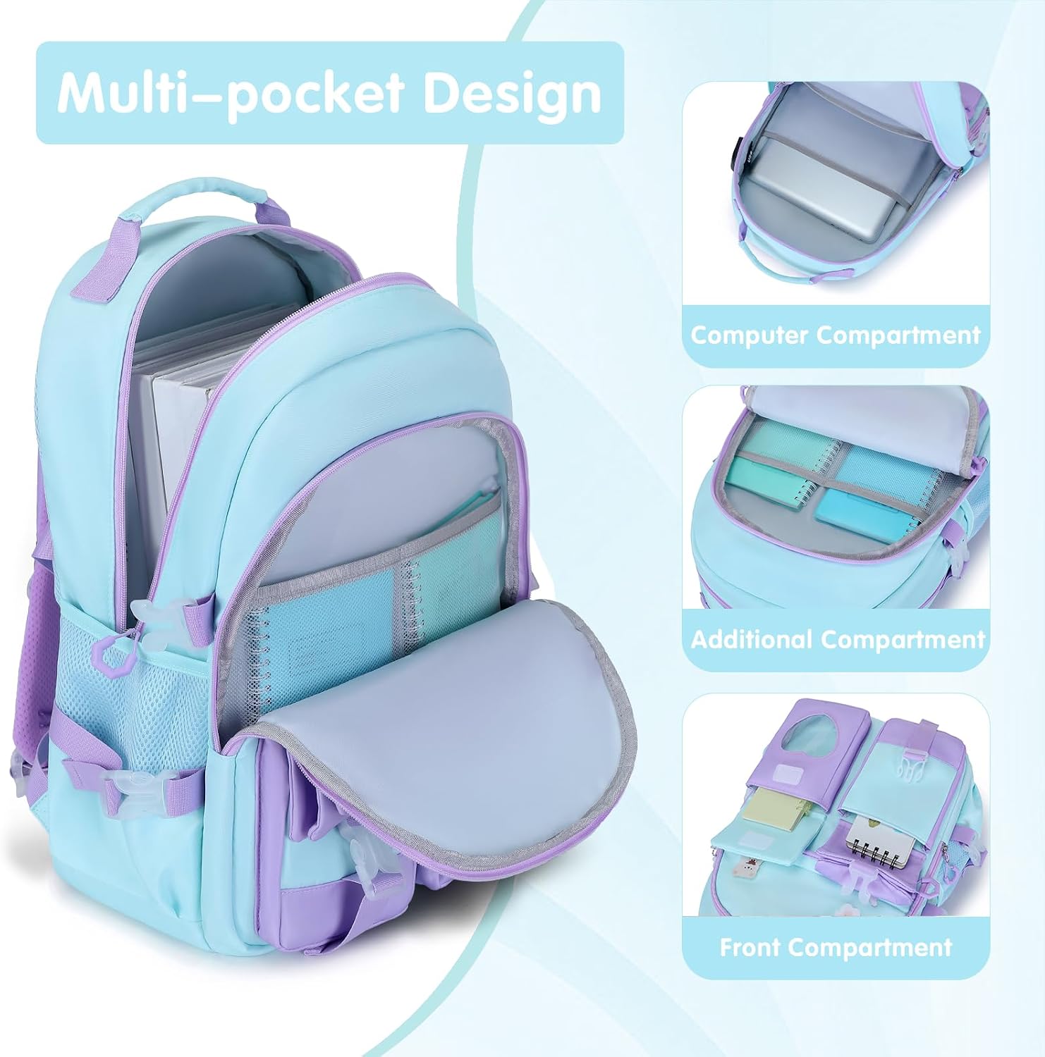 ACESAK Girls Backpack - Bento Box with Lunch Bag Pencil Case & Utensils Set image 4