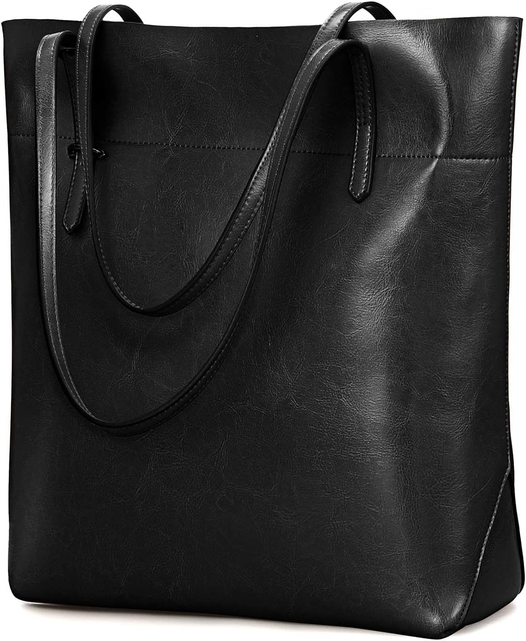 Vintage Genuine Leather Tote Shoulder Handbag for Woman with Adjustable Handles