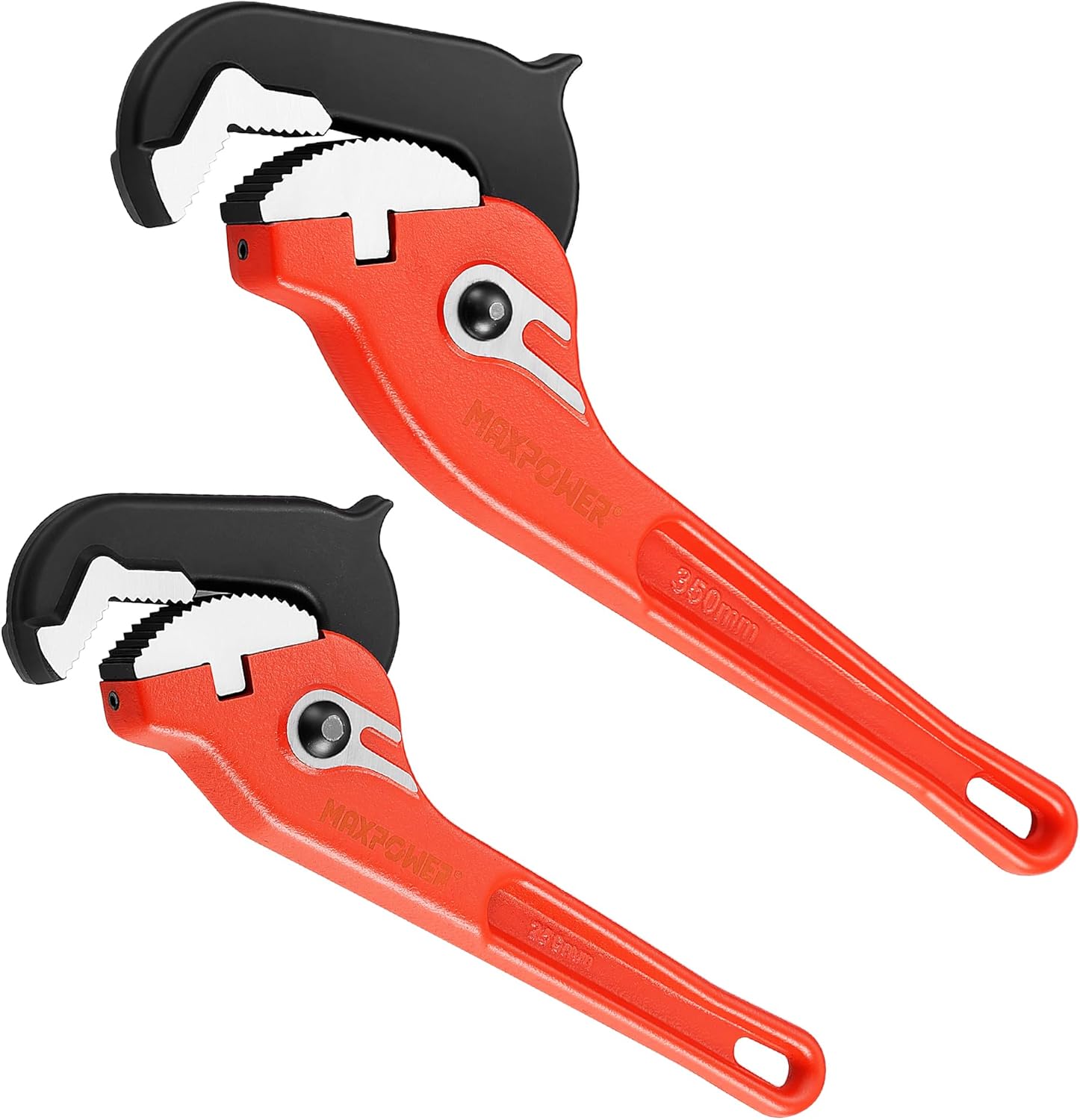 MAXPOWER 10"&14" Pipe Wrenches, 2-Piece Self-Adjusting Pipe Wrench, Rapid Grip Quick Self-Adjust Plumbing Wrench for Household Maintenance