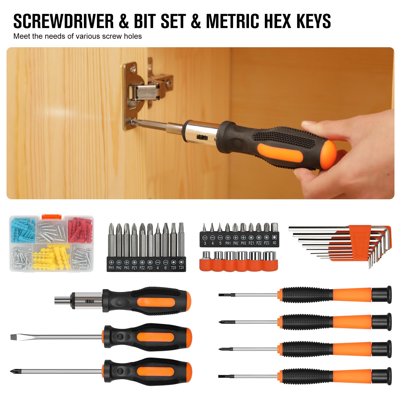 GALAX PRO Cassetta Attrezzi Completa 160 Pezzi,Kit di utensili manuali generici per la casa,Valigia Utensili Portatile con Cacciaviti Cricchetto Pinze Riparazioni