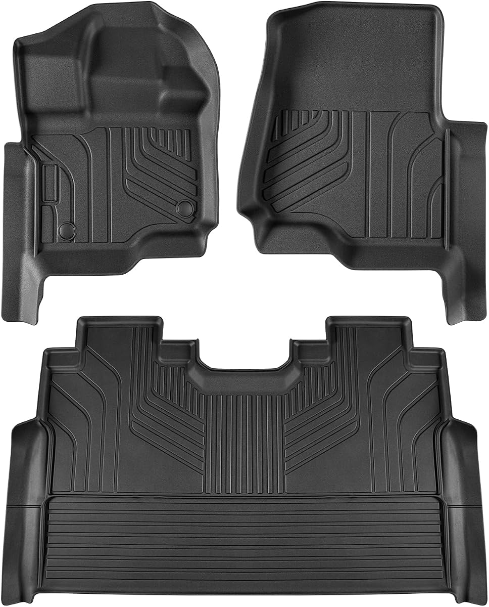 F150 Floor Mats Fit for 2015-2026 Ford F150 Lightning / 2022-2026 SuperCrew (Not Fit Rear Seat with Under-Seat Fold Flat Storage), Weathertech TPE Truck Floor Mats for Car, 3pcs, Black