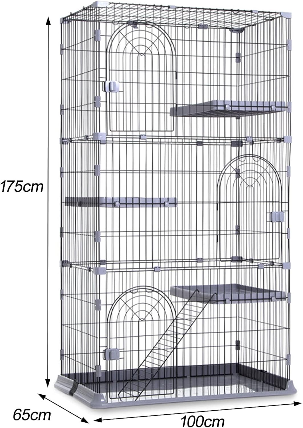 Cat Cage Large Cat Cage Indoor Cat Playpen Metal Wire Kennels Crate Small Animal Cage for Kitten Guinea Pig Ideal for 1-4 Cat (Green Third floor)