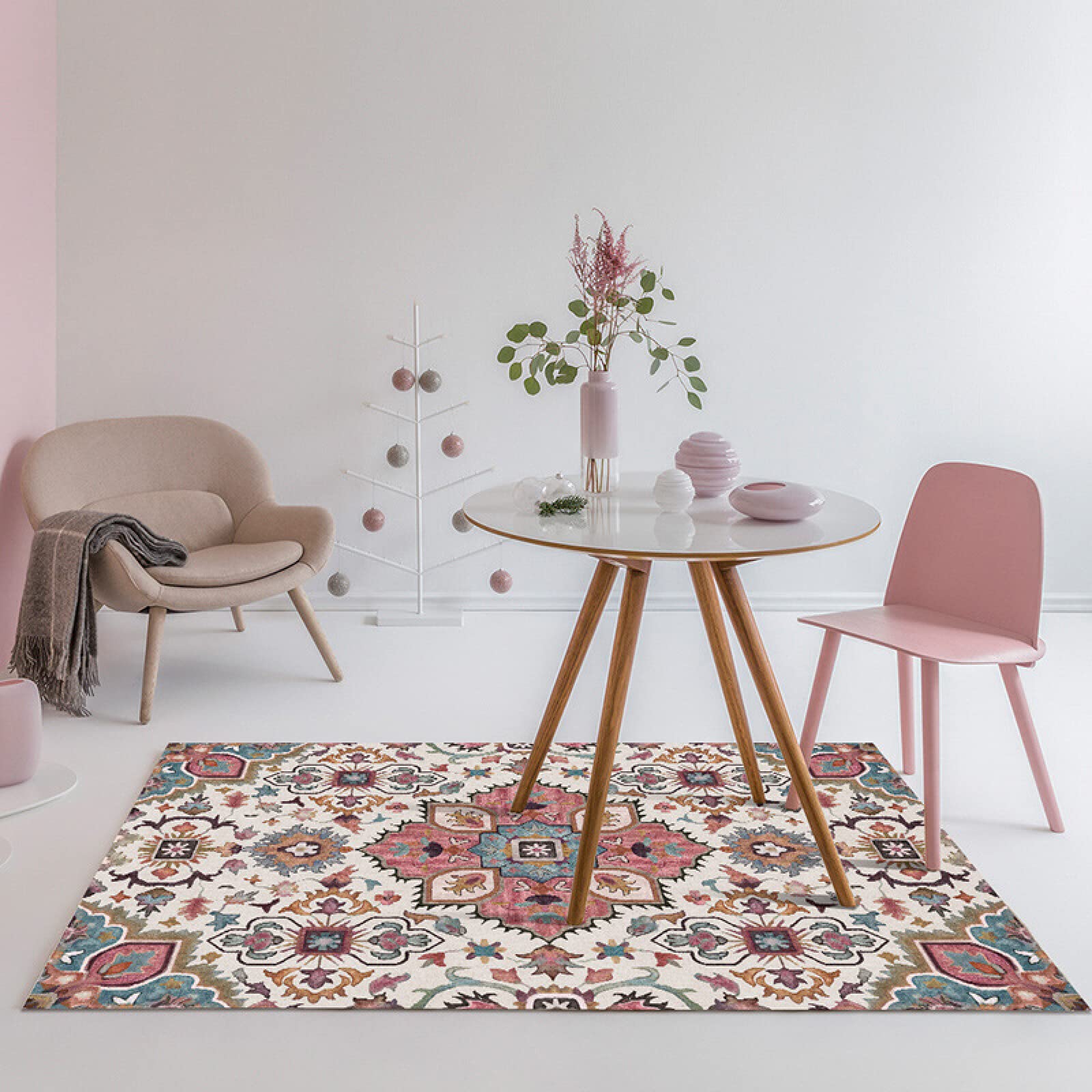 Tapis 160x280 cm fleurs de pays contemporain pour grand salon