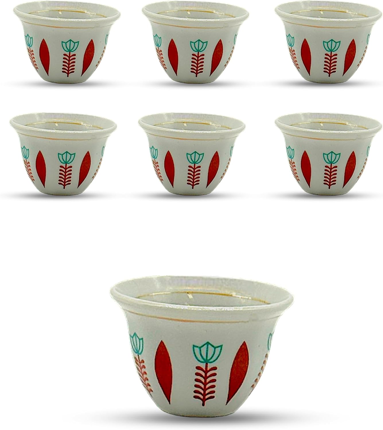 Generic Premium Porcelain Arabic Turkish Greek Coffee Cup Set 1.5 oz - (blue/red/green) (12, red)